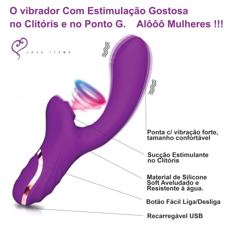 Vibrador Donatela Rabbit inNamorata Com Sucção Orgasmos Múltiplos Estimula Clitóris e Ponto G Recarregável