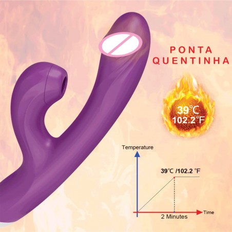 Vibrador Luna Rabbit Com Sucção Para Orgasmos Múltiplos Estimula Clitóris e Ponto G Recarregável
