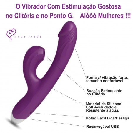 Vibrador Luna Rabbit Com Sucção Para Orgasmos Múltiplos Estimula Clitóris e Ponto G Recarregável