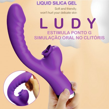 Vibrador Ludy Rabbit inNamorata Com Estimulação Lingua no Clitóris e Vibração Aquecida no Ponto G.