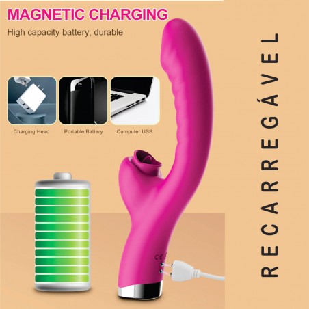 Vibrador Ludy Rabbit inNamorata Com Estimulação Lingua no Clitóris e Vibração Aquecida no Ponto G.