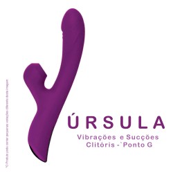 Vibrador Úrsula Rabbit Com Sucção Orgasmos Múltiplos Estimula Clitóris e Ponto G Recarregável