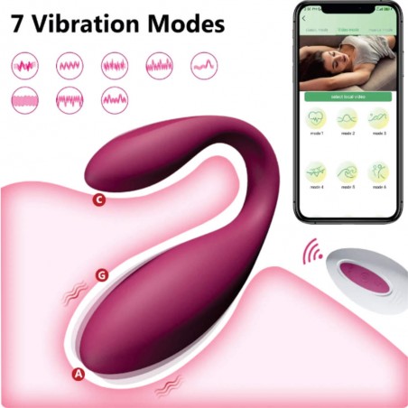Vibrador Casal GISELLA 2 Com Controle Via APP Estimula Clitóris e Ponto G na Penetração