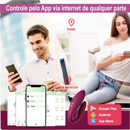 Vibrador Casal GISELLA 2 Com Controle Via APP Estimula Clitóris e Ponto G na Penetração