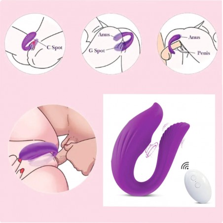 Vibrador Para Casal GIOVANA Com Controle Remoto Uso na Penetração Estimula Clitóris e Ponto G