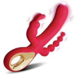 Vibrador Rabbit Valentina 3 em 1 Estimula Clitóris Ponto G e Anal