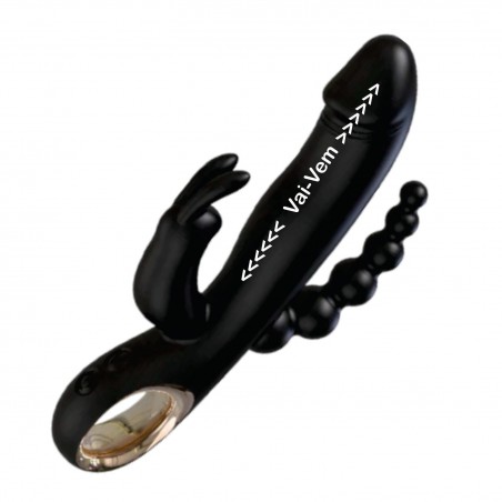 Vibrador Rabbit 3 em 1 Valentina-2 Movimento Vai-Vem Estimula Clitóris Anal e Ponto G.