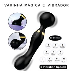 Vibrador Varinha Mágica Catarina (2 em 1) Massagem em Todo Corpo e Íntima