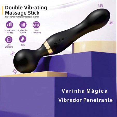 Vibrador Varinha Mágica Catarina (2 em 1) Massagem em Todo Corpo e Íntima