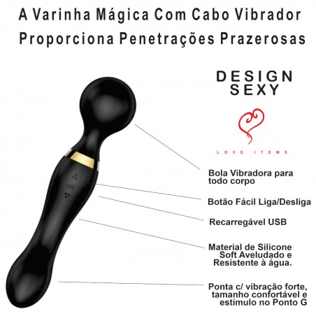Vibrador Varinha Mágica Catarina (2 em 1) Massagem em Todo Corpo e Íntima