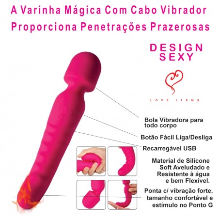 Vibrador Varinha Mágica Carol (2 em 1) Massagem Corporal e Íntima