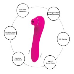 Vibrador Com Sucção Vivi inNamorata - 2 em 1 - Estimula Clitóris e Vibrador Penetrável