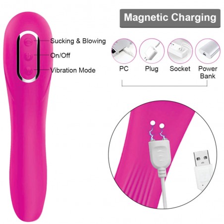 Vibrador Com Sucção Vivi inNamorata - 2 em 1 - Estimula Clitóris e Vibrador Penetrável
