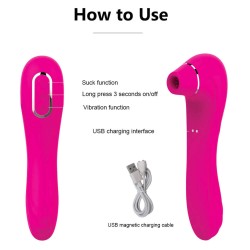 Vibrador Com Sucção Vivi inNamorata - 2 em 1 - Estimula Clitóris e Vibrador Penetrável