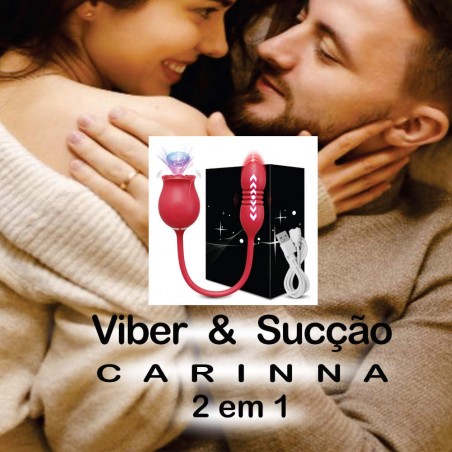 Vibrador Carinna (2 em 1) Rosa Sucção e Vibro Movimento Vai e Vem Dupla Emoção