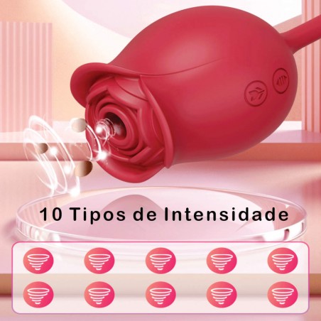 Vibrador Carinna (2 em 1) Rosa Sucção e Vibro Movimento Vai e Vem Dupla Emoção