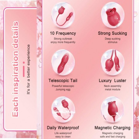 Vibrador Carinna (2 em 1) Rosa Sucção e Vibro Movimento Vai e Vem Dupla Emoção