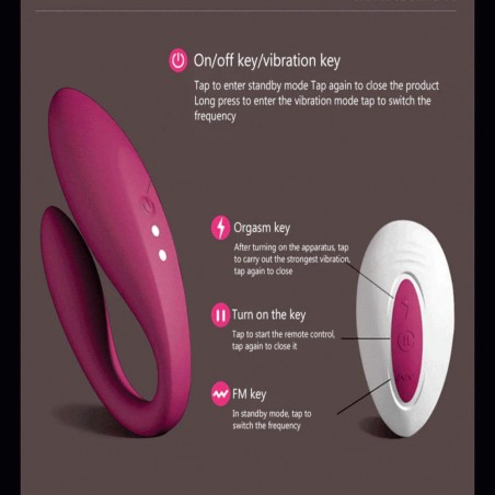 Vibrador Casal GISELLA inNamorata Controle Remoto Estimula Clitóris e Ponto G Recarregável
