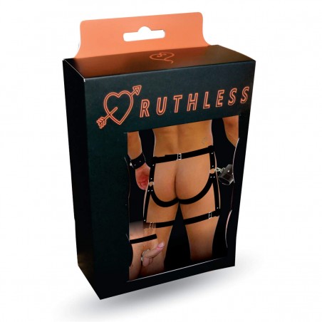 Harness Macho Impiedoso c/Algemas e Argola Escrotal Coleção Ruthless
