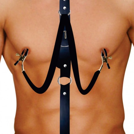 Harness Clips Pinça no Mamilos e Argola Escrotal BDSM