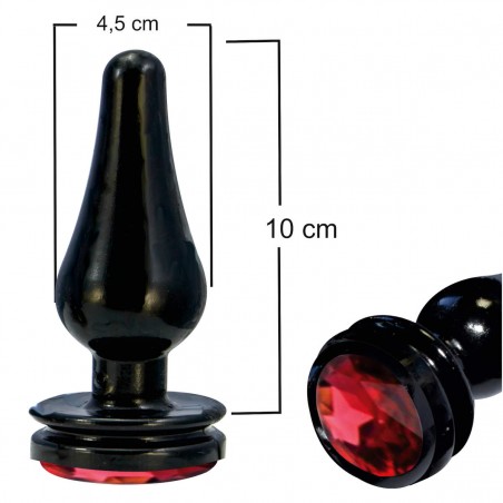 Plug Anal Joia Delicia Black Com Pedra Red Luxo Sexy Cintura Definida Soft Prazeroso