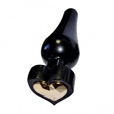 Plug Anal Joia Delicia Black Com Coração Dourado Cintura Definida Soft Prazeroso
