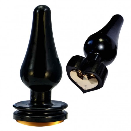 Plug Anal Joia Delicia Black Com Coração Dourado Cintura Definida Soft Prazeroso