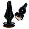 Plug Anal Joia Delicia Black Com Coração Dourado Cintura Definida Soft Prazeroso