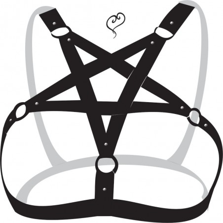 Arreio Star Arnês Harness Woman Sutiã Pentagrama CouroEco