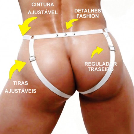 Cueca Sexy Jockstrap Especial Aberta Ousada Branca Picante
