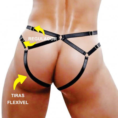 Cueca Sexy Estrutural Especial Jockstrap Ousada Preta Picante