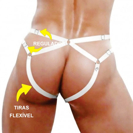 Cueca Sexy Estrutural Especial Jockstrap Ousada Branca Picante sedutora