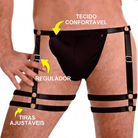 Cueca Jockstrap Sexy Especial 2 Cinta Ousada Preta Picante