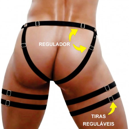 Cueca Jockstrap Sexy Especial 2 Cinta Ousada Preta Picante