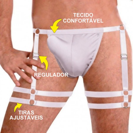 Cueca Jockstrap Sexy Especial 2 Cinta Ousada Branca Picante