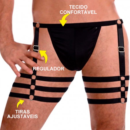 Cueca Jockstrap Sexy Especial 3 Cinta Ousada Preta Picante
