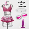 Kit Fantasia Coelhinha Sensual em Pelúcia com Máscara, Algemas e Plug Rabo