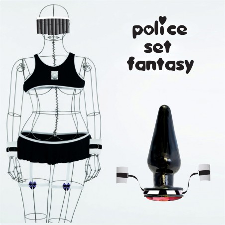 Kit Fantasia Police Sensual com Algemas Plugada
