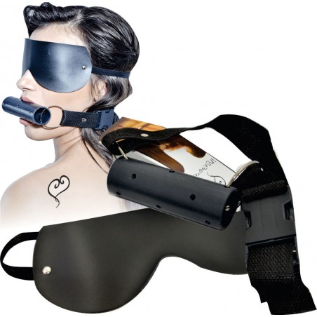 Mordaça Bastão Bdsm Kit com Venda Tapa Olhos Bondage Luxo
