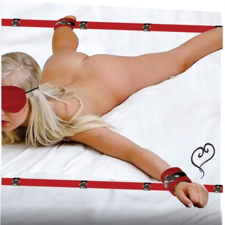 Amarras Cama Graduada Mãos e Pés com Máscara Bondage em Couro Eco