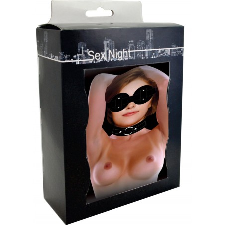 Colar Submissa com Máscara Tapa Olhos CouroEco Bdsm