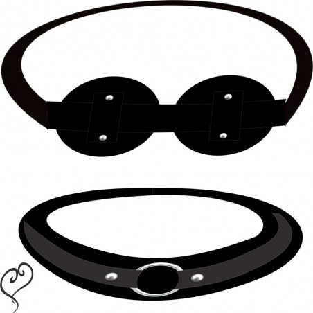 Colar Submissa com Máscara Tapa Olhos CouroEco Bdsm