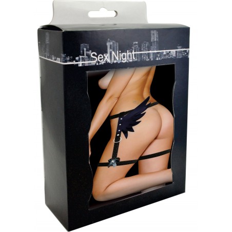 Harness Cinta Liga Asas em CouroEco Arnês Arreio Bdsm Fashion