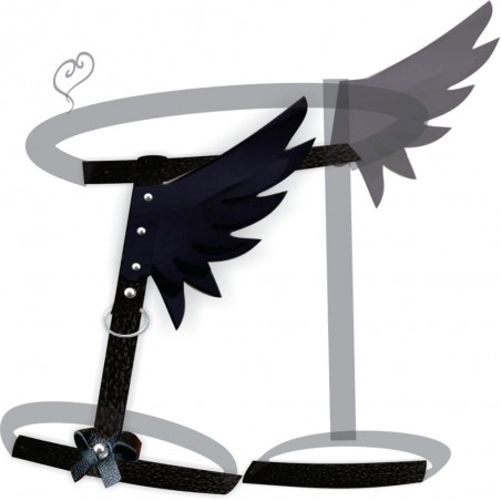 Harness Cinta Liga Asas em CouroEco Arnês Arreio Bdsm Fashion