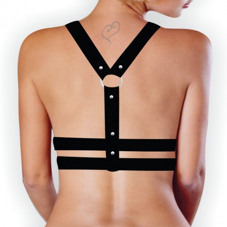 Harness Top Duas Cintas em Couro Eco Arreio Fashion Arnês Sexy
