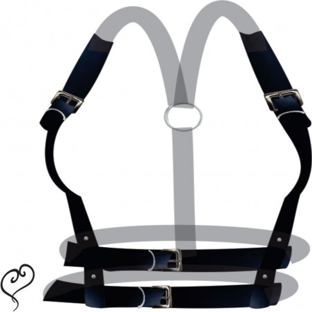 Harness Top Duas Cintas em Couro Eco Arreio Fashion Arnês Sexy