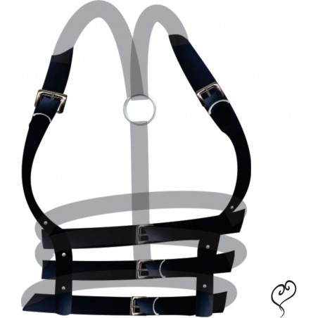 Harness Top Três Cinta em Couro Eco Arreio Sexy Arnês Fashion