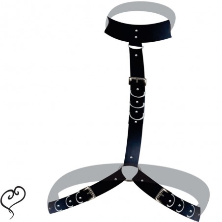 Harness Top Coleira em CouroEco Arnês sexy Arreio Fashion
