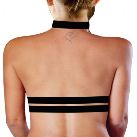 Harness Top Coleira Duas Cinta em CouroEco Arnês Sexy Arreio Fashion