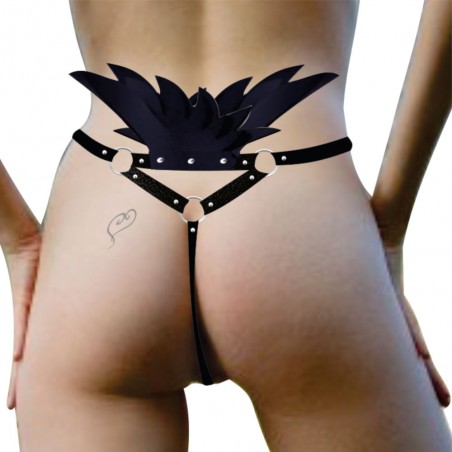 Harness Calcinha Crista Bumbum em CouroEco Arreio Sexy Ousado